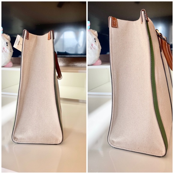 🆕🌈☘️Tory Burch Blake Canvas jumbo Tote/shoulder bag/large - Picture 5 of 7